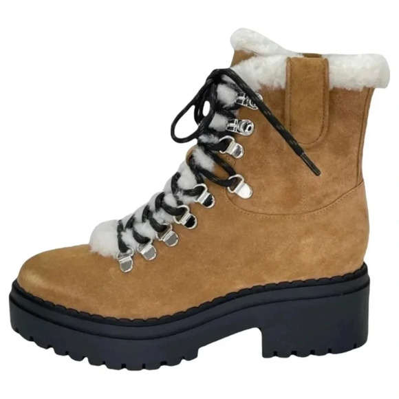 Marc Fisher Nalina Tan Leather Fur Tim Womens Ankle Boots Size 6M - Picture 2 of 10